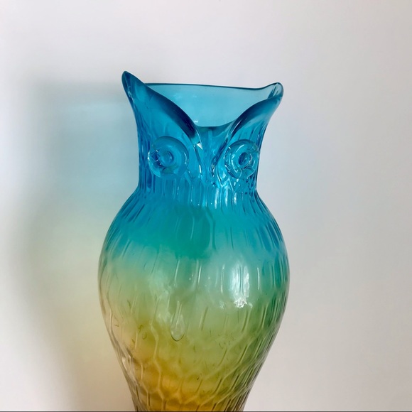 1970s Gradient Murano Glass Sculpted Owl Vase Vintage Excellent Condition! 14.5” - Picture 3 of 15